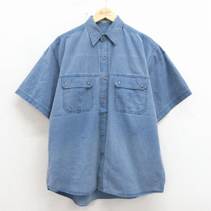 XL★古着 ビューグルボーイ 半袖 シャツ メンズ 00年代 00s コットン 紺 26apr27