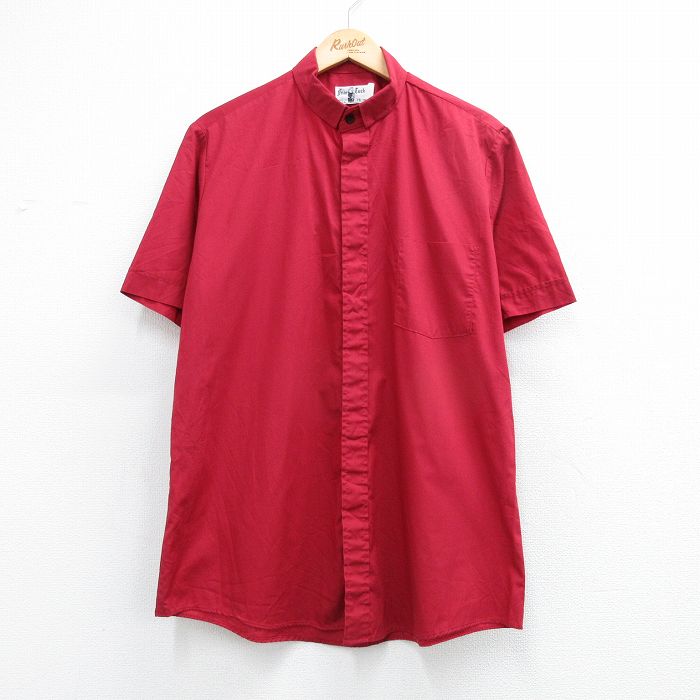 XL★古着 半袖 シャツ メンズ 80年代 80s USA製 エンジ 26apr28