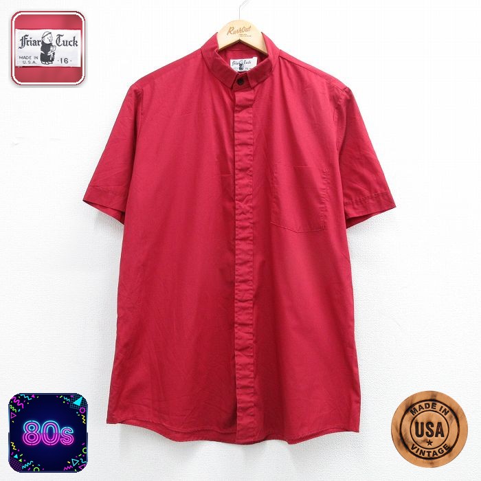 【20%OFF】80s 半袖シャツ バーガンディ メンズXL相当 | 古着