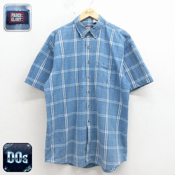 FADED GLORY 00s 半袖シャツ ネイビーチェック メンズXL相当 | 古着