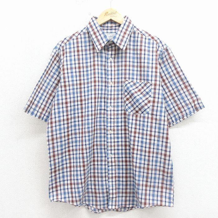 80s 半袖シャツ ネイビーチェック XL | 古着