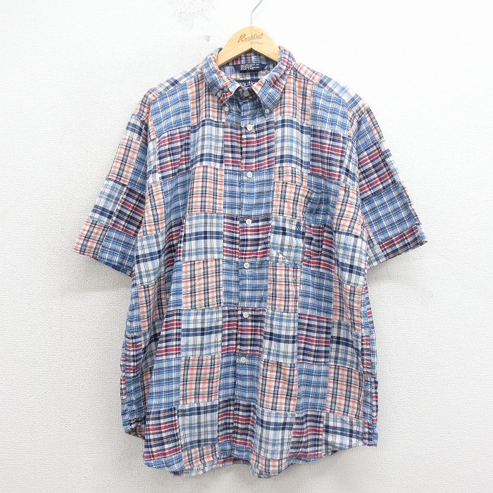 ノーティカ 90s 半袖シャツ ワンポイントロゴ ネイビーチェック XL | 古着