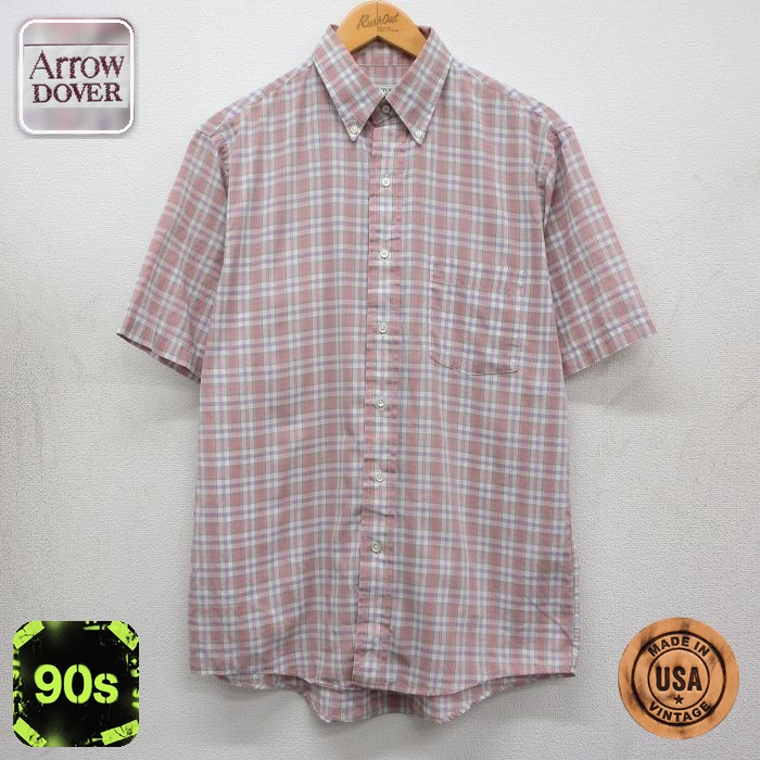 【20%OFF】アロー 90s 半袖シャツ ピンクチェック メンズL相当 | 古着
