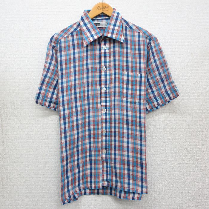 90s 半袖シャツ ネイビーチェック XL | 古着