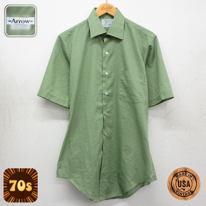 【20%OFF】アロー 70s 半袖シャツ グリーン メンズL相当 | 古着