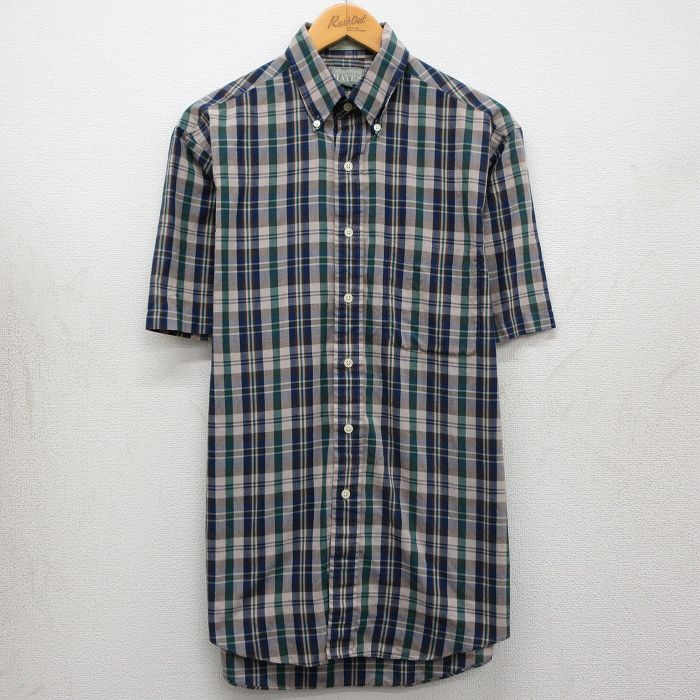 90s 半袖シャツ ネイビーチェック L | 古着