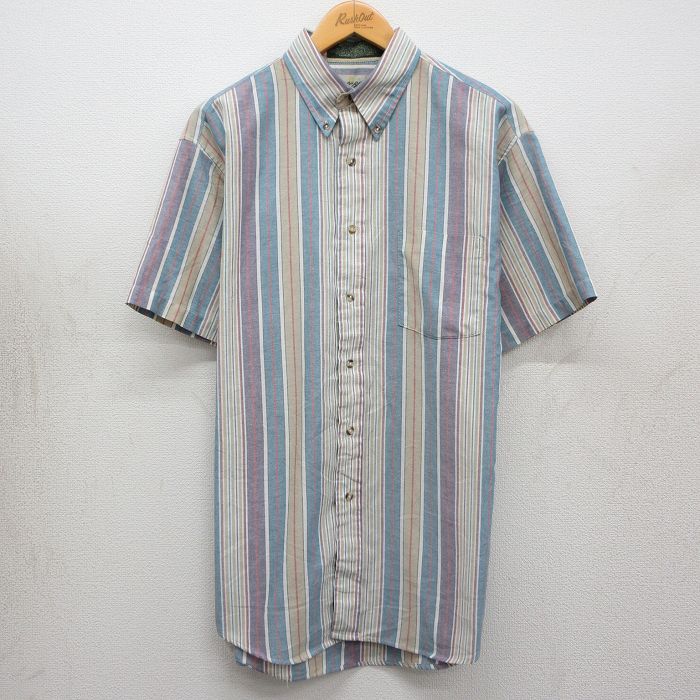 90s 半袖シャツ ストライプ ベージュ M | 古着