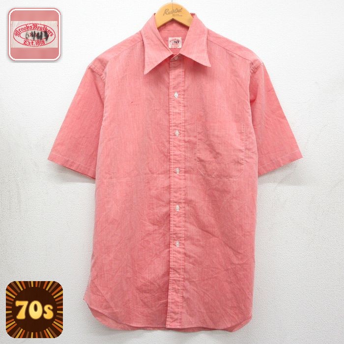 【20%OFF】ブルックスブラザーズ 70s 半袖シャツ 6ボタン ピンク メンズL相当 | 古着
