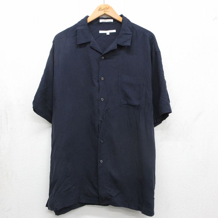 ペリーエリス 90s 半袖シャツ 開襟 ネイビー XL | 古着