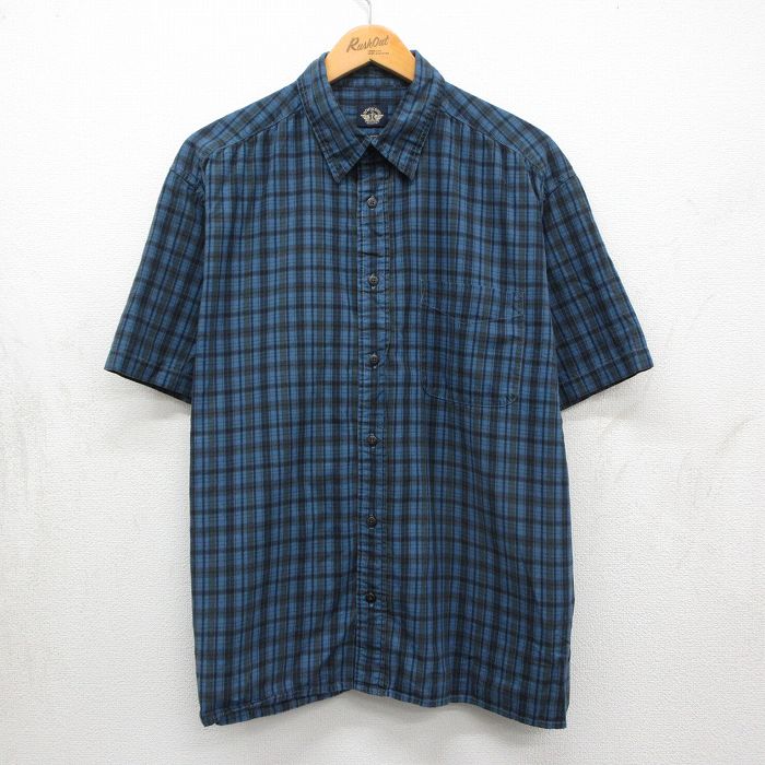 ドッカーズ 半袖シャツ チェック ネイビー XL | 古着
