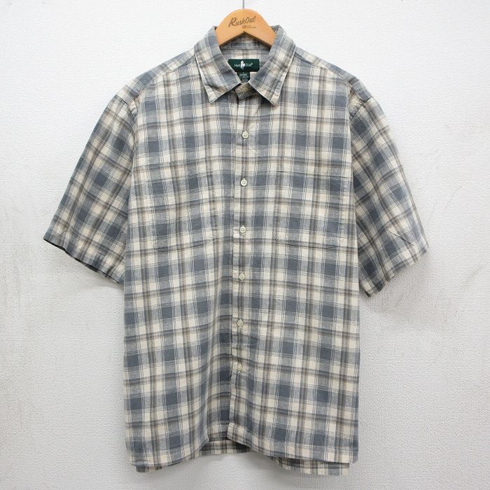 90s 半袖シャツ チェック ベージュ XL | 古着