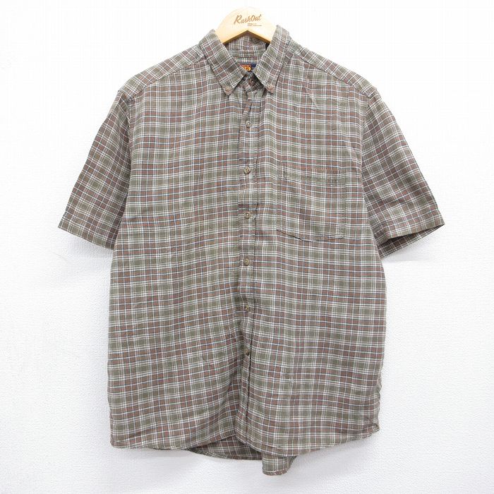 00s 半袖シャツ チェック ライトグリーン L | 古着