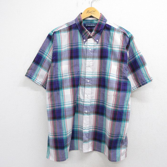 バンヒューセン 90s 半袖シャツ チェック ホワイト XL | 古着