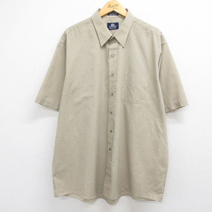 XL★古着 半袖 シャツ メンズ 大きいサイズ ロング丈 ベージュ他 26may09