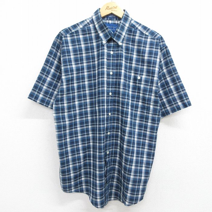 タウンクラフト 90s 半袖シャツ チェック ネイビー XL | 古着