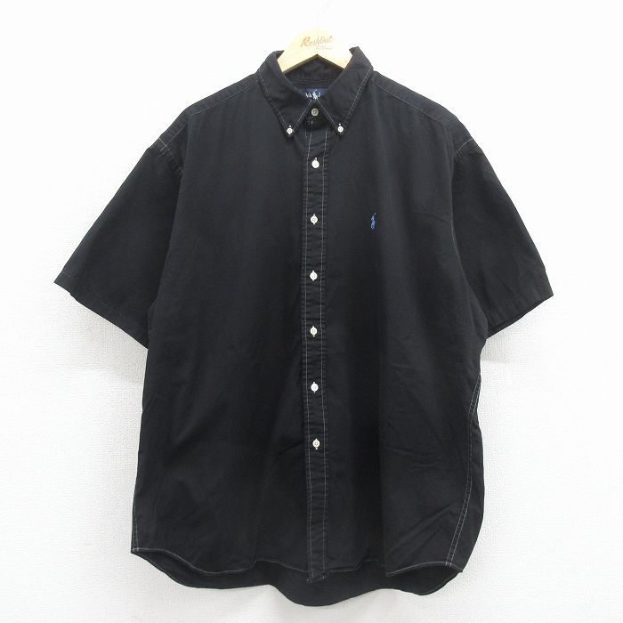 ラルフローレン 90s 半袖シャツ ワンポイントロゴ ブラック XL | 古着