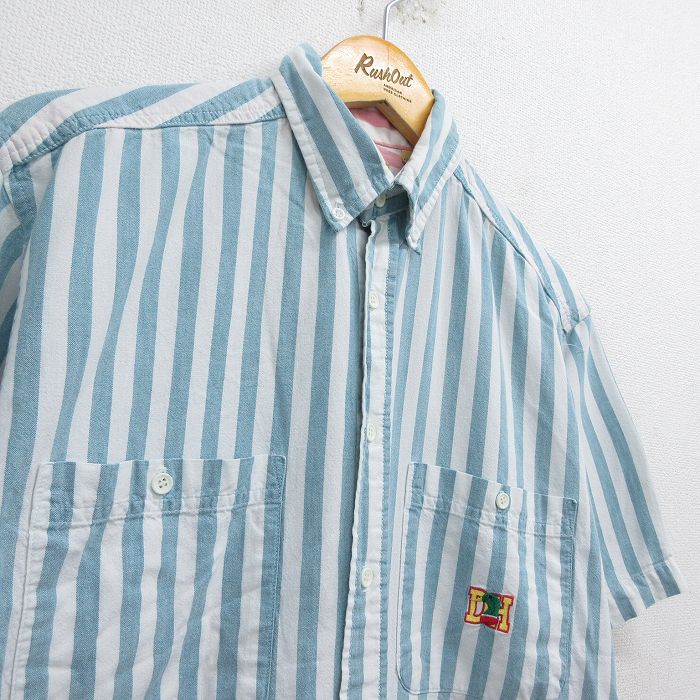 古着通販 L☆古着 ダックヘッド 半袖 シャツ メンズ 90年代 90s