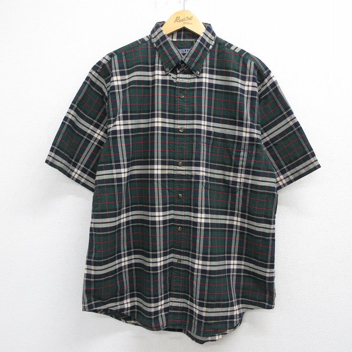 ランズエンド 00s 半袖シャツ チェック グリーン XL | 古着