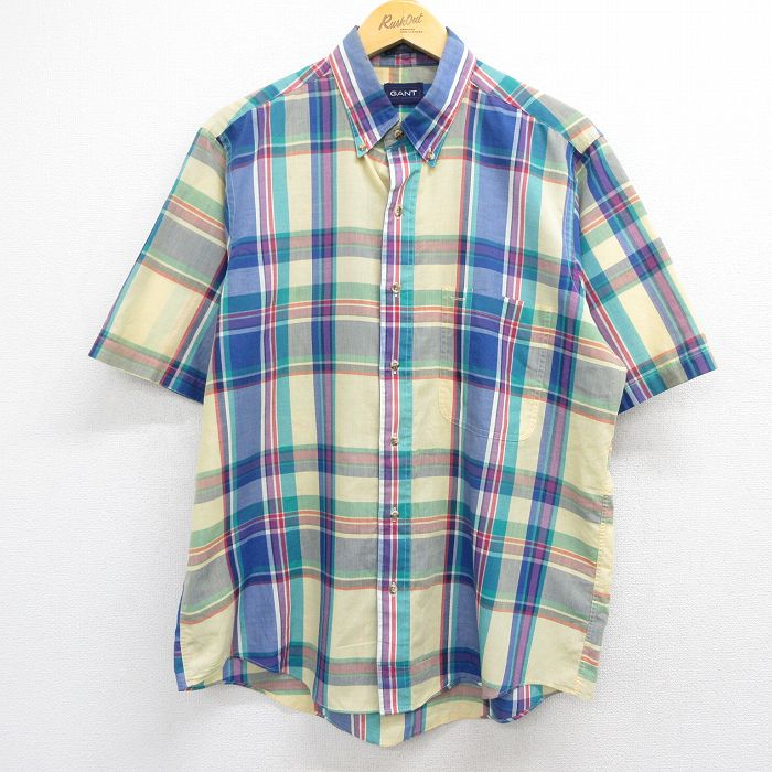 GANT 90s 半袖シャツ チェック イエロー XL | 古着