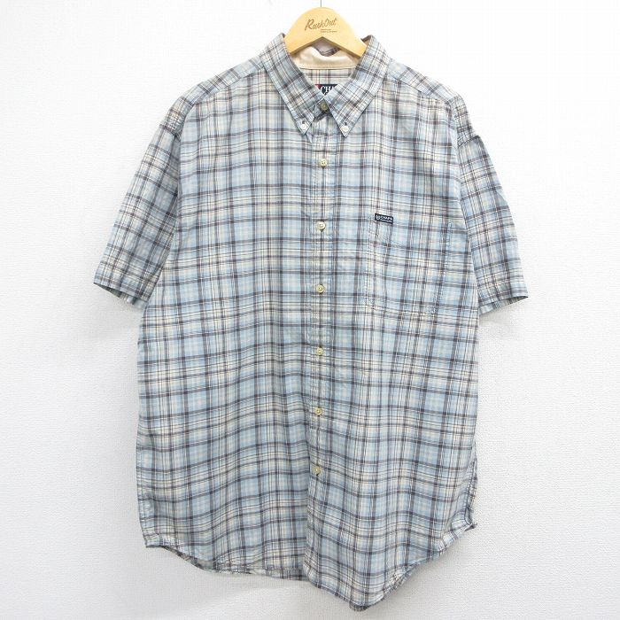ラルフローレン 90s 半袖シャツ チェック ライトブルー XL | 古着