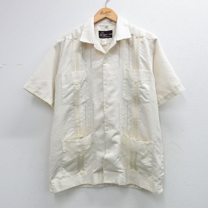 80s 半袖シャツ オープンカラー ベージュ L | 古着