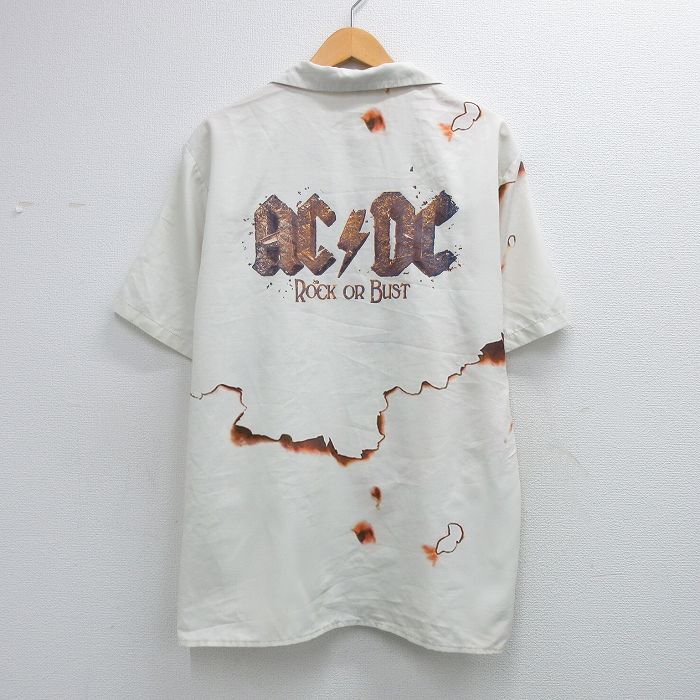 半袖シャツ AC/DCプリント ベージュ XL | 古着