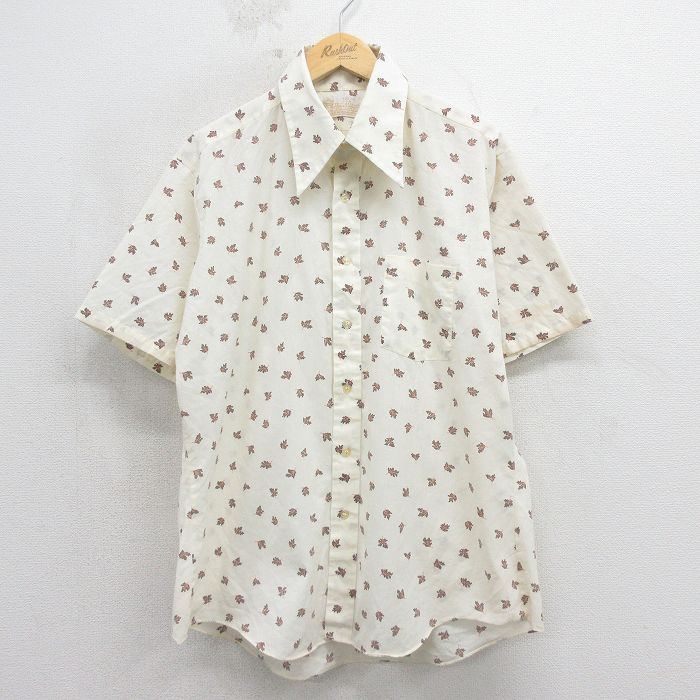 70s 半袖シャツ 葉 イエロー XL | 古着