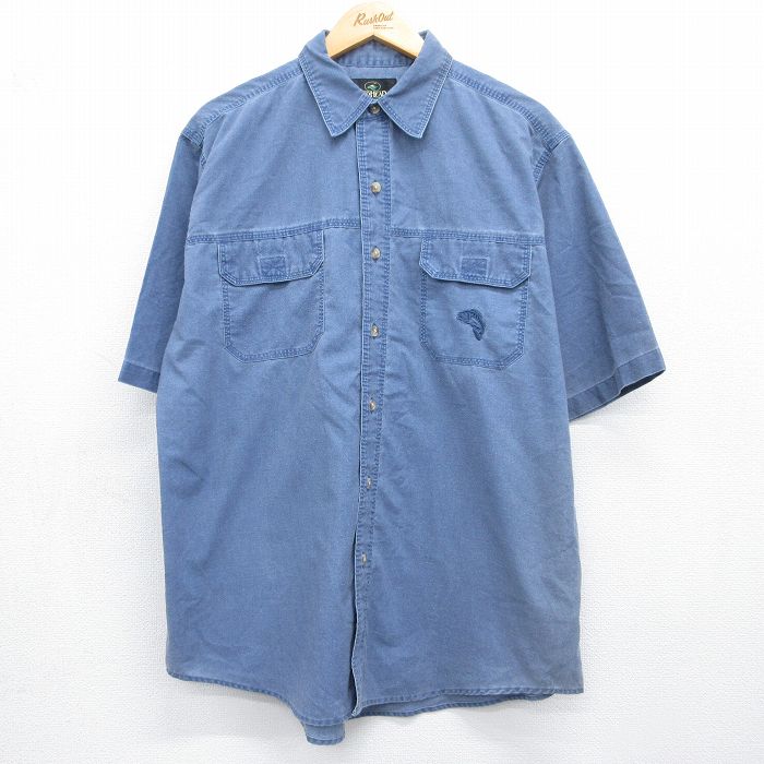 レッドヘッド 00s 半袖シャツ 魚 ネイビー XL | 古着