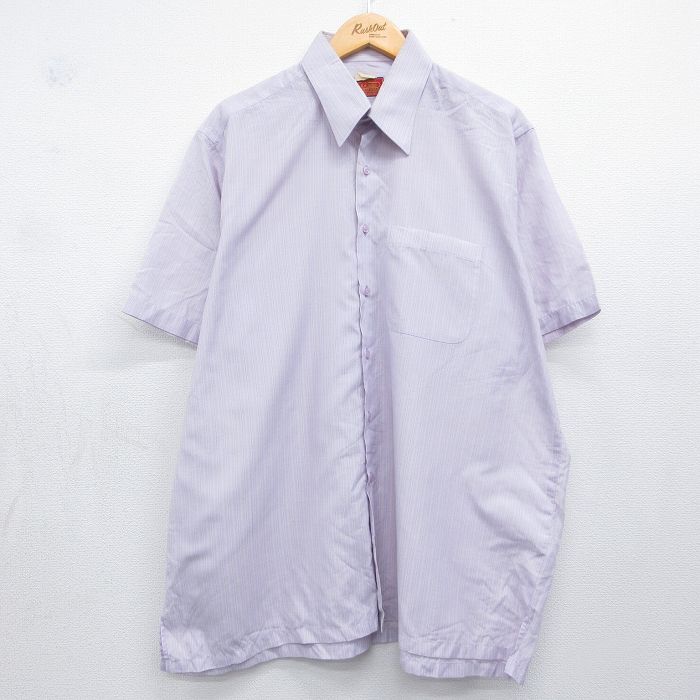 90s 半袖シャツ ストライプ パープル XL | 古着