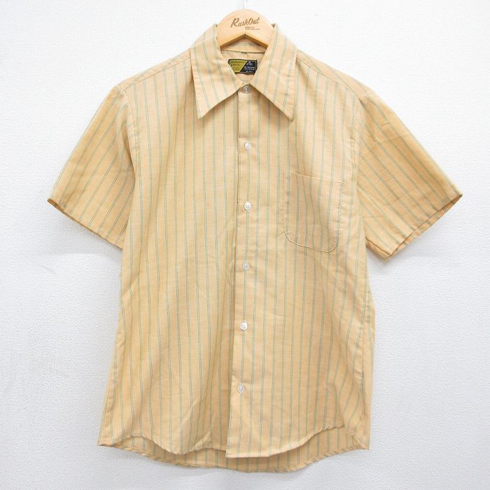 80s 半袖シャツ ストライプ オレンジ M | 古着