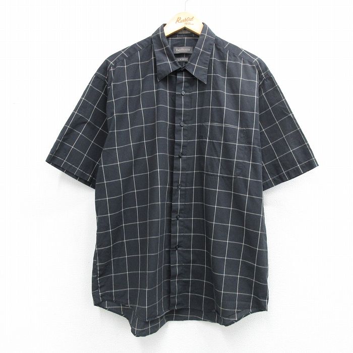 バンヒューセン 半袖シャツ チェック ブラック XL | 古着