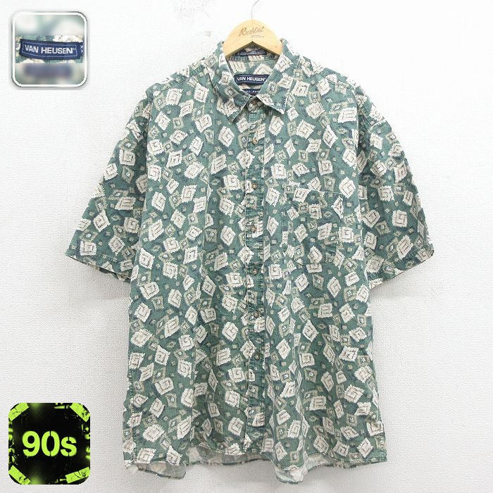 バンヒューセン 90s 半袖シャツ グリーン メンズXL相当 | 古着