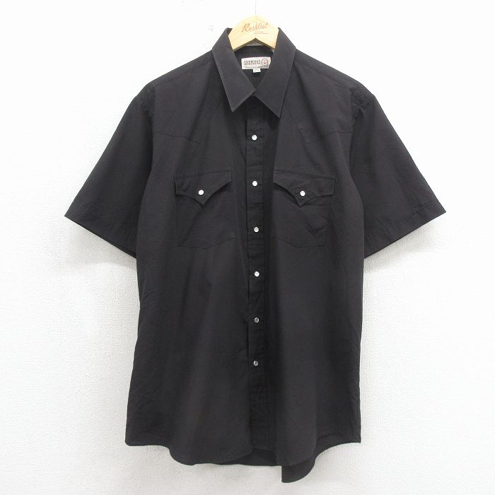 90s 半袖ウエスタンシャツ ブラック XL | 古着