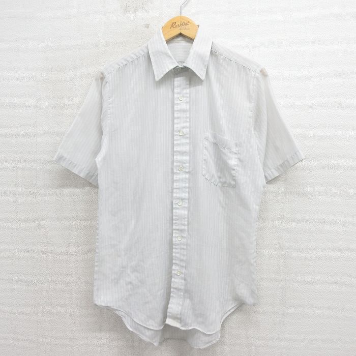 80s 半袖シャツ ストライプ グレー M | 古着