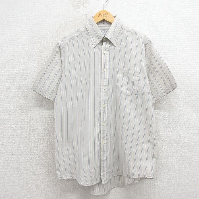 90s 半袖シャツ ストライプ グレー XL | 古着