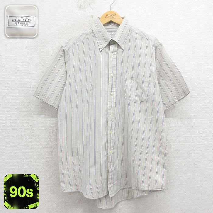 90s 半袖シャツ ストライプ グレー メンズXL相当 | 古着