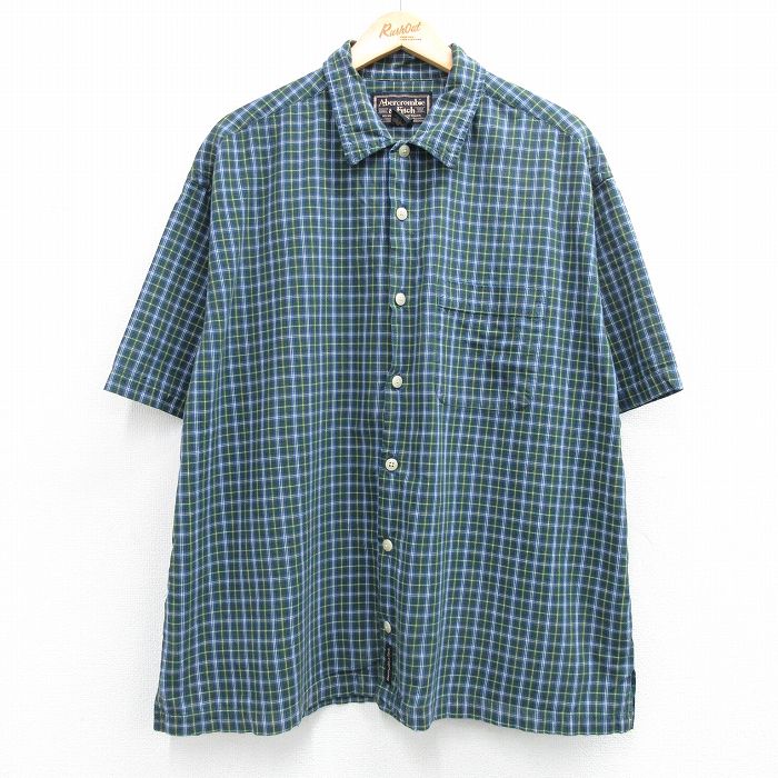 アバクロンビー 90s 半袖シャツ チェック グリーン XL | 古着