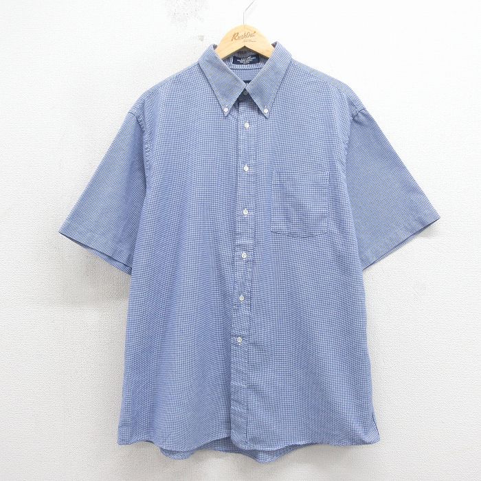 00s 半袖シャツ オックスフォード ネイビーチェック XL | 古着