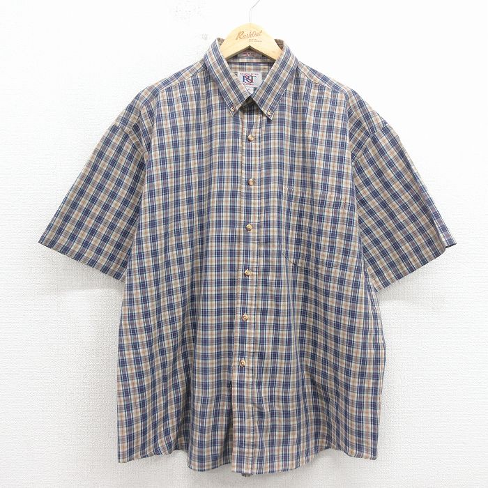 00s 半袖シャツ ネイビーチェック XL | 古着