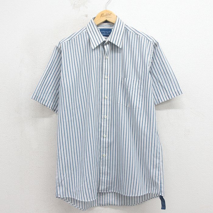 タウンクラフト 00s 半袖シャツ ストライプ ネイビー L | 古着