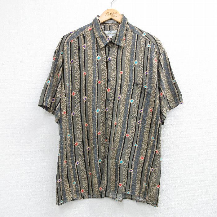 00s 半袖シャツ 総柄 グレー L | 古着