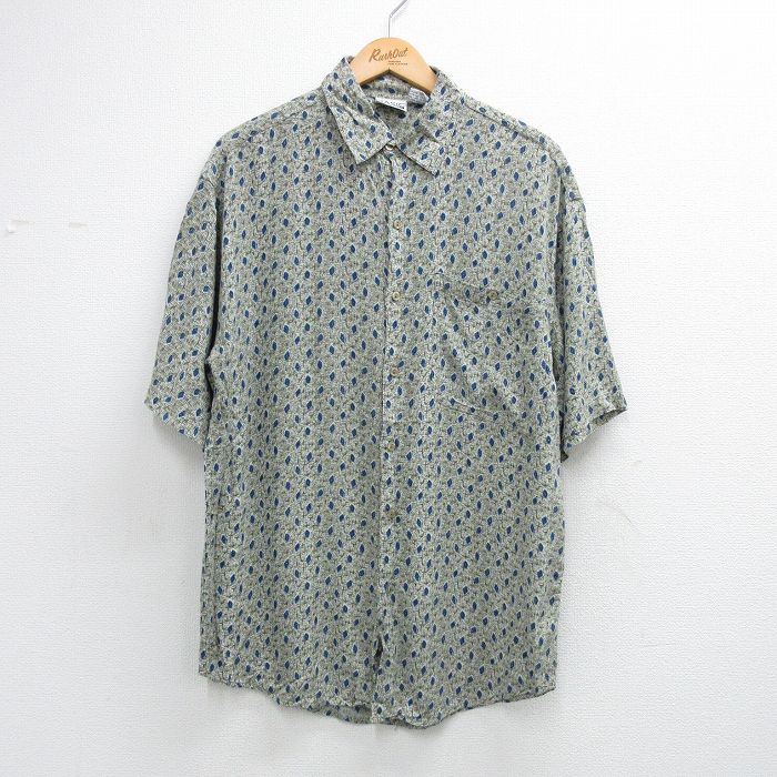 90s 半袖シャツ 総柄 カーキ M | 古着