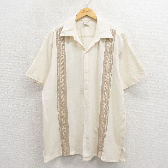 半袖シャツ 生成り ベージュ XL | 古着