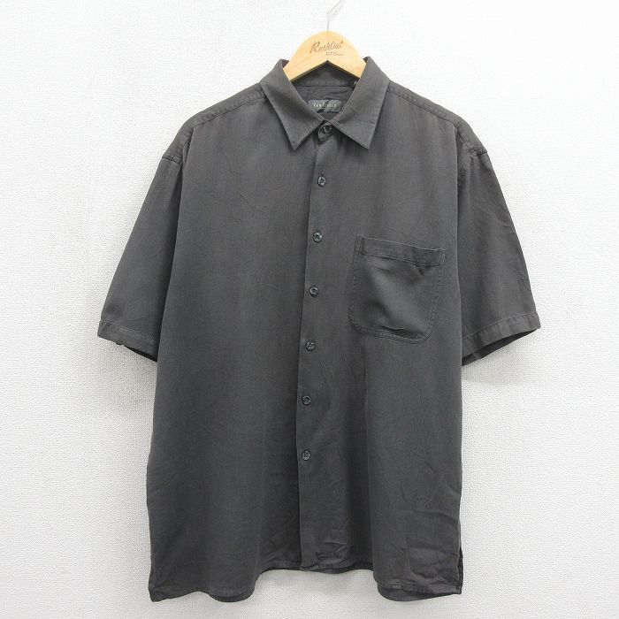 L★古着 バンヒューセン 半袖 シャツ メンズ シルク グレー 26may22