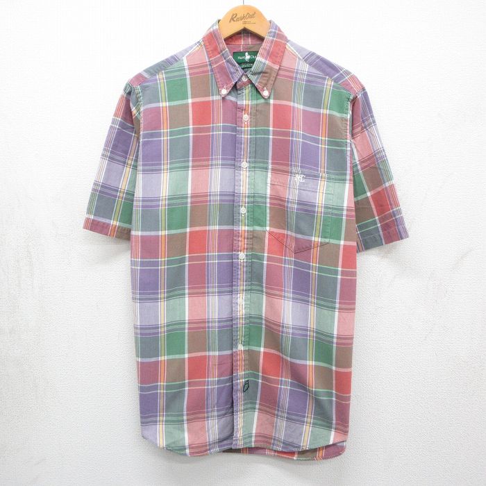 90s 半袖シャツ チェック グリーン L | 古着