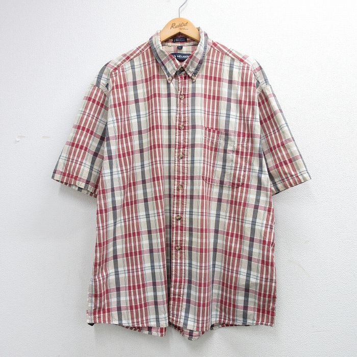 バンヒューセン 90s 半袖シャツ ベージュチェック XL | 古着