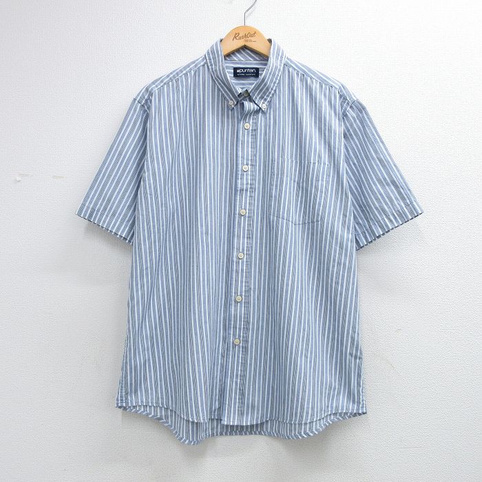 00s 半袖シャツ ストライプ ライトブルー XL | 古着