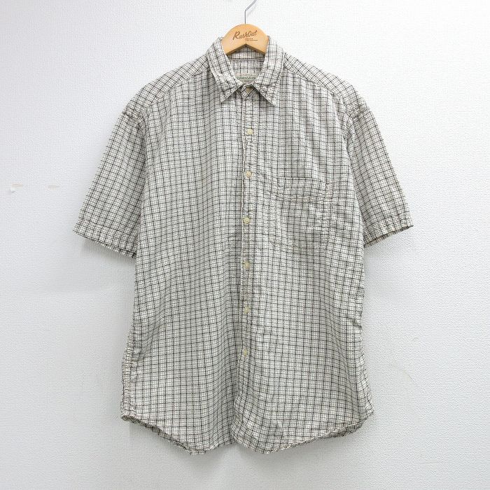 XL★古着 セントジョンズベイ 半袖 シャツ メンズ 00年代 00s シアサッカー コットン ベージュ チェック【spe】 26may25