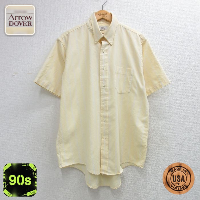 【20%OFF】90s 半袖シャツ ストライプ イエロー メンズXL相当 | 古着