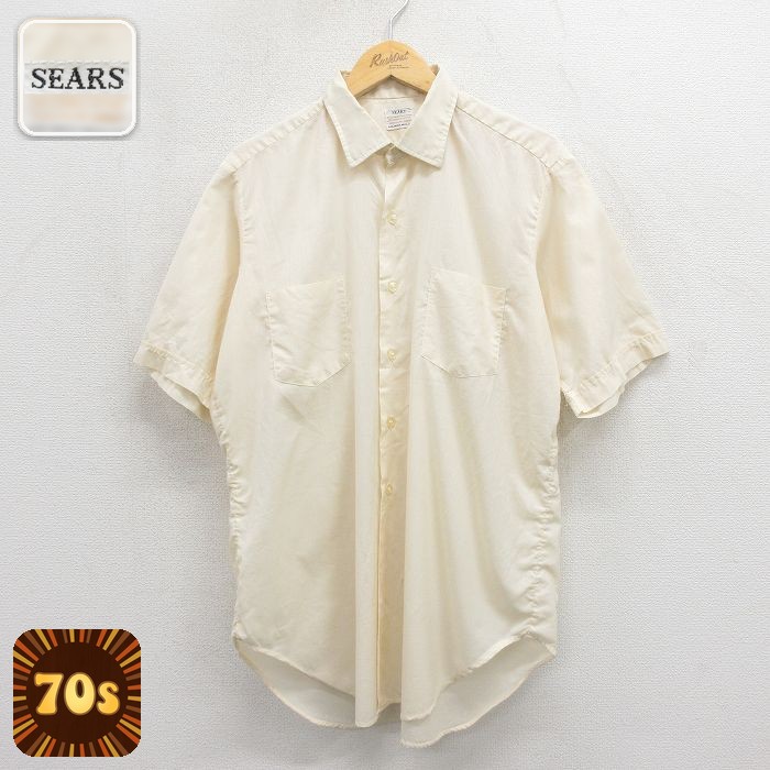 【20%OFF】70s 半袖シャツ ベージュ メンズL相当 | 古着